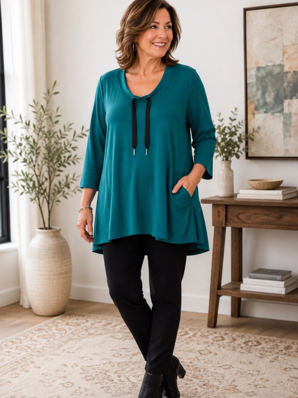 Joseph Ribkoff Teal Tunic Top Size 20 Made in Canada NWOT